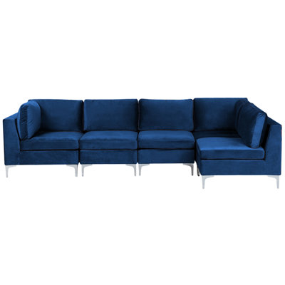 Modular Corner Sofa 5 Seater EVJA Left Hand Navy Blue Velvet