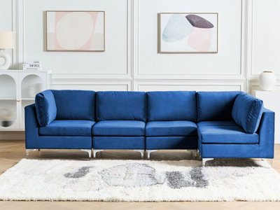 Modular Corner Sofa 5 Seater EVJA Left Hand Navy Blue Velvet