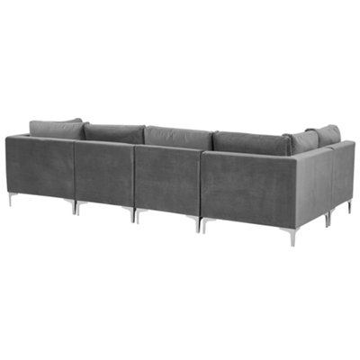 Modular Corner Sofa 5 Seater EVJA Velvet Grey Right Hand