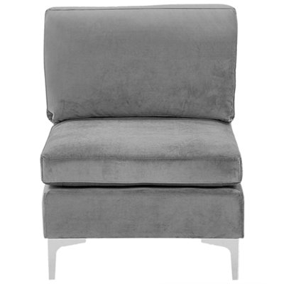 Modular Corner Sofa 5 Seater EVJA Velvet Grey with Ottoman Left Hand