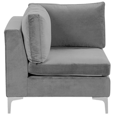 Modular Corner Sofa 5 Seater EVJA Velvet Grey with Ottoman Left Hand