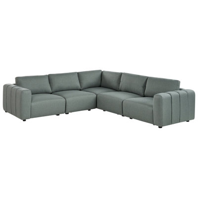 Modular Corner Sofa 5 Seater KIVVIK Fabric Green Left Hand