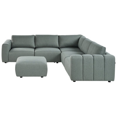 Modular Corner Sofa 5 Seater KIVVIK Fabric Green Left Hand
