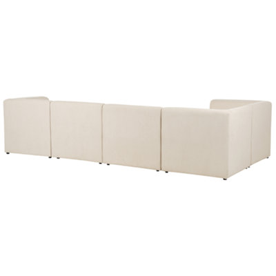 Modular Corner Sofa 5 Seater LEMVIG Corduroy Light Beige with Ottoman ...