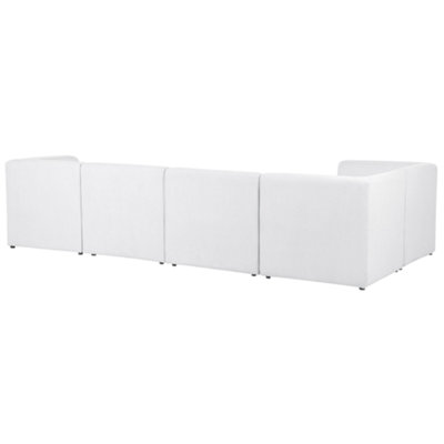 Modular Corner Sofa 5 Seater LEMVIG Corduroy Off-White with Ottoman ...