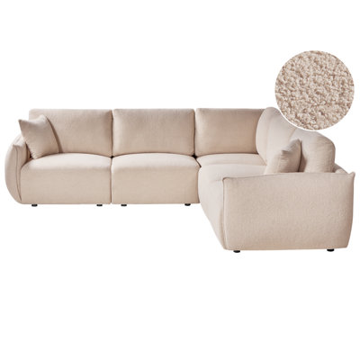 Modular Corner Sofa 5 Seater MESNALI Beige Left Hand