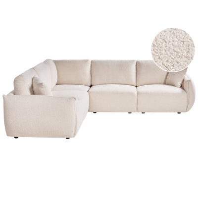 Modular Corner Sofa 5 Seater MESNALI Boucle Off-White Right Hand