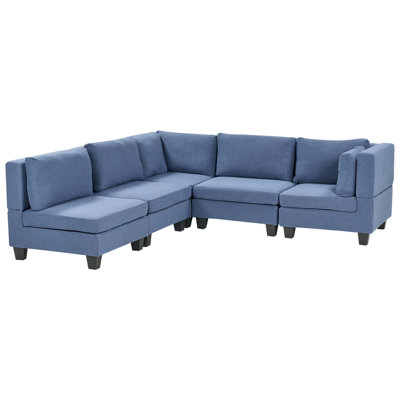 Modular Corner Sofa 5 Seater UNSTAD Fabric Blue Right Hand