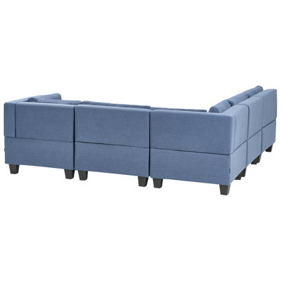 Modular Corner Sofa 5 Seater UNSTAD Fabric Blue Right Hand