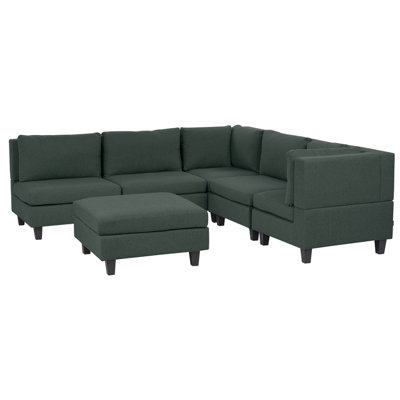 Modular Corner Sofa 5 Seater UNSTAD Left Hand Dark Green Fabric with ...