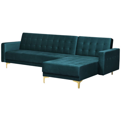 Modular Corner Sofa Bed 4 Seater ABERDEEN Velvet Teal Left Hand