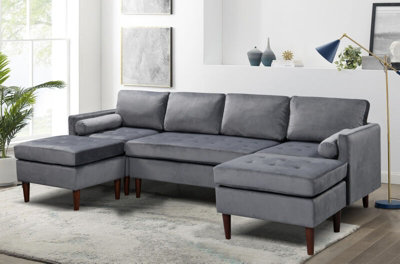 Modular fabric sofa available in dark grey