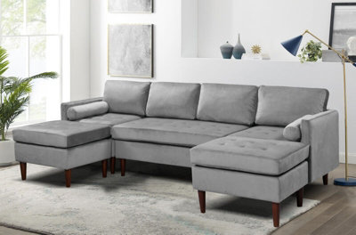 Modular fabric sofa available in light grey