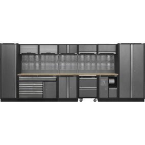 Modular Garage Storage Unit - 4915 x 460 x 2000mm - 36mm Pressed Wood Worktop