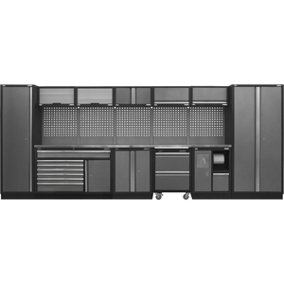 Modular Garage Storage Unit - 4915 x 460 x 2000mm - 38mm Stainless Steel Worktop