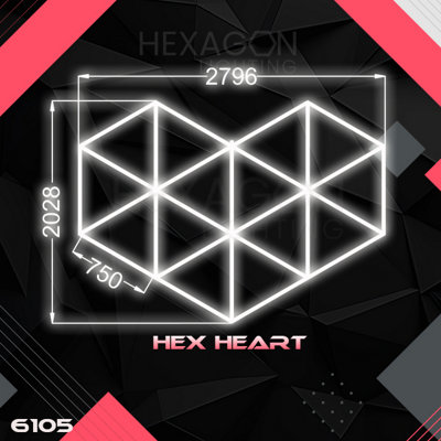 MODULAR HEXAGON LIGHTING SYSTEM -Hex Heart GEO Lighting Grid