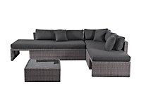 Modular L Shape Garden Furniture Sofa Set in Grey Rattan