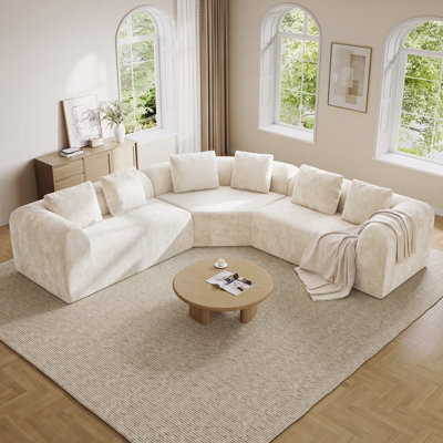 Modular Sectional Large L-Shaped Chenille Corner Sofa,Beige
