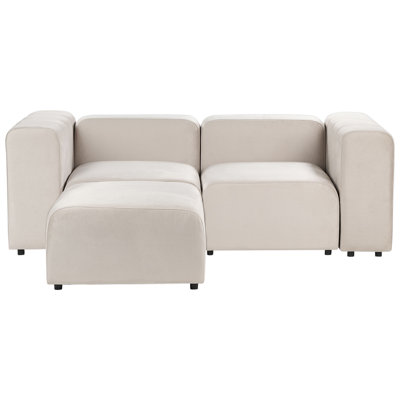 Modular Sofa 2 Seater FALSTERBO Velvet Beige with Ottoman