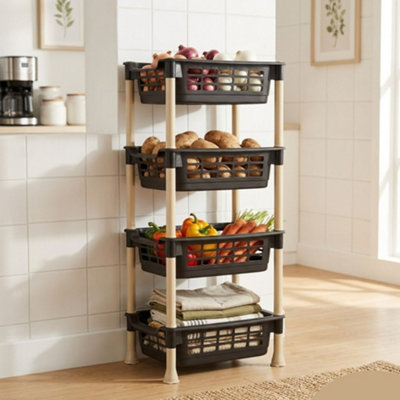Modular Vegetable Rack 4 Tier Kitchen Storage Stand Durable Multi Layer ...