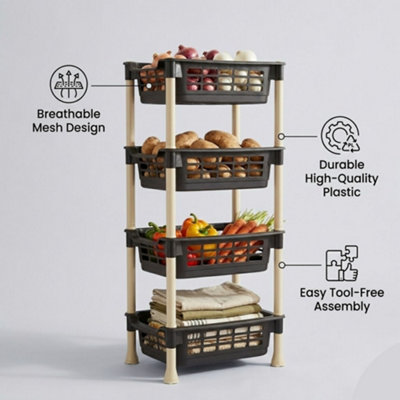 Modular Vegetable Rack 4 Tier Kitchen Storage Stand Durable Multi Layer ...