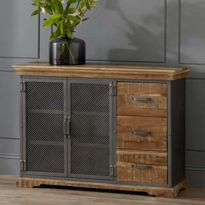 Moe Industrial Wood & Metal 2 Doors 3 Drawers Large Sideboard