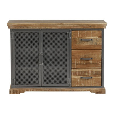 Moe Industrial Wood & Metal 2 Doors 3 Drawers Large Sideboard
