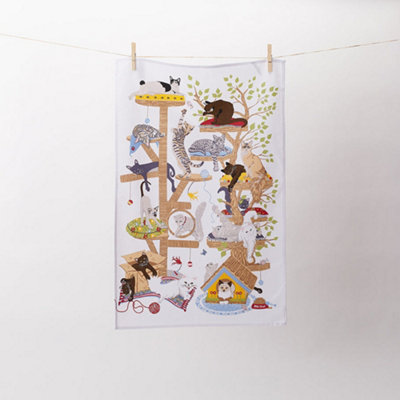 Moggie Mayhem Animal Print 100% Cotton Tea Towel Price Comparisons | Compare The Build