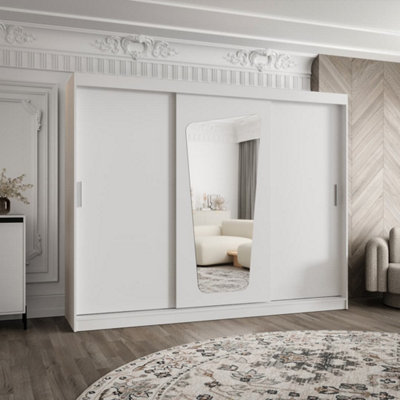 Moka Sliding Door Wardrobe 250cm White - Sleek Storage for