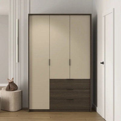 Mola 139cm Hinged Door Wardrobe - Oak Dunin & Beige, Versatile Storage ...