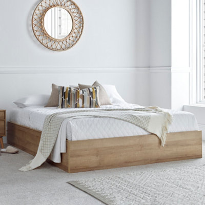 Wooden double bed base with drawers online