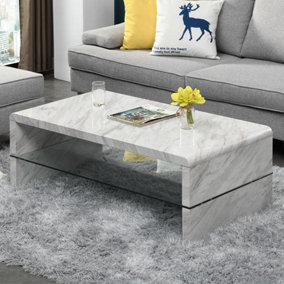 Momo Coffee Table High Gloss Coffee Table for Living Room Centre Table Tea Table for Living Room Furniture Magnesia Marble Effect