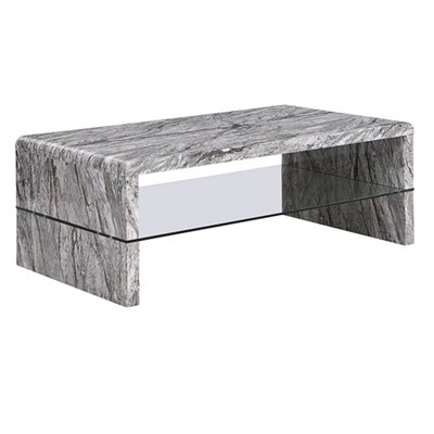 Momo Coffee Table High Gloss Coffee Table for Living Room Centre Table Tea Table for Living Room Furniture Melange Marble Effect