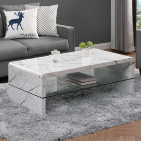 Momo Coffee Table High Gloss Coffee Table for Living Room Centre Table Tea Table for Living Room Furniture Vida Marble Effect