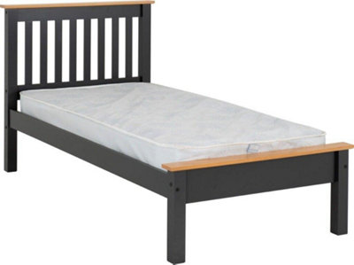 Monaco 3ft Single Bed Low Foot End in Grey and Oak