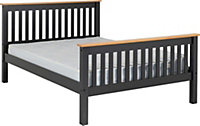 Monaco 4ft6 Double Bed High Foot End in Grey and Oak