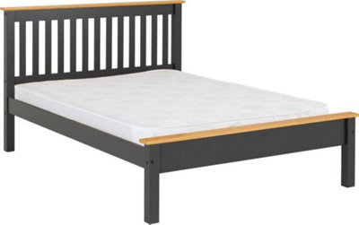 Monaco 4ft6 Double Bed Low Foot End in Grey and Oak