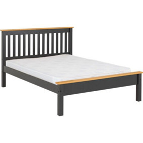 Monaco 4ft6 Double Bed Low Foot End in Grey and Oak