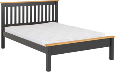 Monaco 5ft Kingsize Bed Frame Low Foot End in Gey and Oak Effect