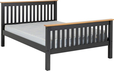 Monaco 5ft Kingsize Bed High Foot End in Grey and Oak