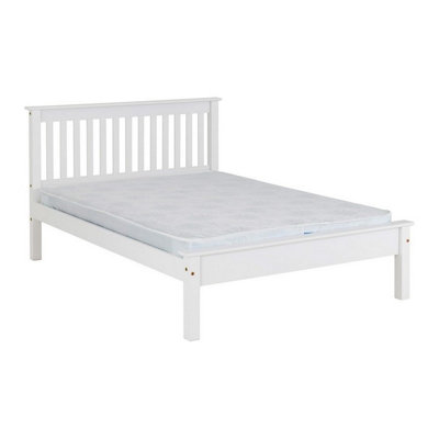 Monaco 5ft Kingsize Wooden Bed Low Foot End in White Finish