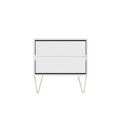 Monaco Bedside Table 2 Drawer White