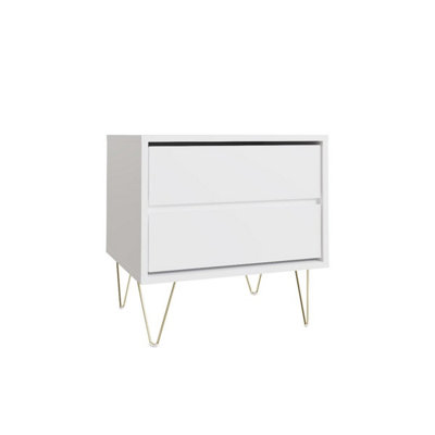 Monaco Bedside Table 2 Drawer White