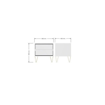 Monaco Bedside Table 2 Drawer White