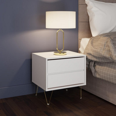 Monaco Bedside Table 2 Drawer White