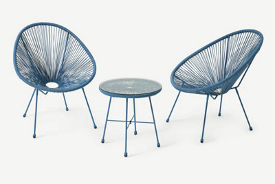 Monaco Blue 3pc Egg Chair Bistro Set DIY at B&Q