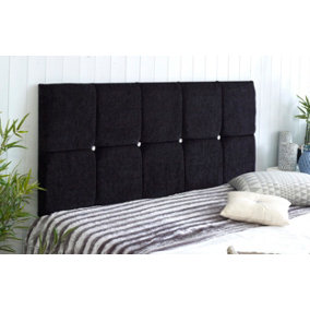 Monaco Chenille 4ft6 Double 20" Headboard -  Black