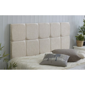 Monaco Chenille 5ft Kingsize 20" Headboard -  Cream