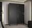 Monaco Contemporary 2 Sliding Door Wardrobe Gold Handles Marble Effect 5 Shelves 2 Rails Black (H)2080mm (W)1500mm (D)620mm