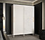 Monaco Contemporary 2 Sliding Door Wardrobe Gold Handles Marble Effect 5 Shelves 2 Rails White (H)2080mm (W)1500mm (D)620mm